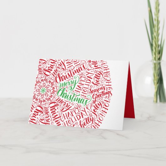 Kerstmis Calligraphy Typografie Mandala Rood Feestdagen Kaart (Voorkant)