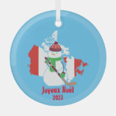 Kerstmis Canadese Vlag Sneeuwman Glas Ornament (Voorkant)