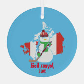 Kerstmis Canadese Vlag Sneeuwman Glas Ornament (Achterkant)