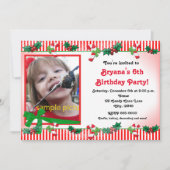 Kerstmis Candy Cane Custom Photo Party Uitnodiging (Voorkant)
