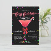 Kerstmis Candy Cane Martini Boozy Bachelorette Kaart (Staand voorkant)