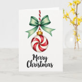 Kerstmis Candy Cane Ornament Kaart (Gele Bloem)