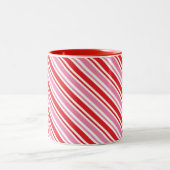 KERSTMIS CANDY CANE STRIPES schattig modern rood r Tweekleurige Koffiemok (Center)
