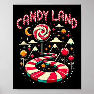 Kerstmis Candy Land Regenboog Trail Candy Cane Vro Poster