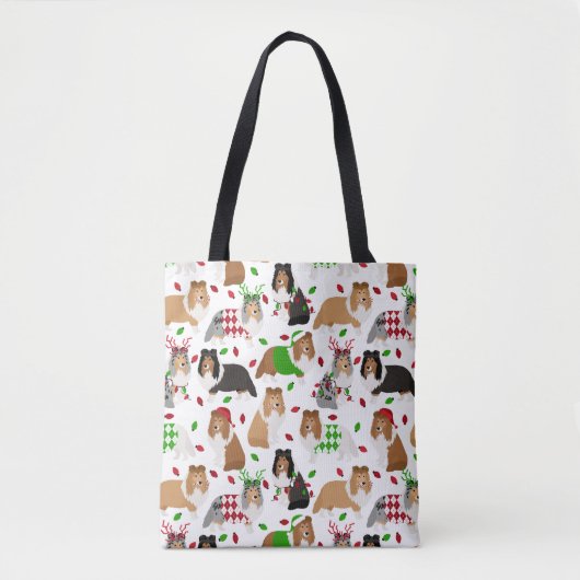 Kerstmis Canvas tas Shetland Sheepdog (Voorkant)