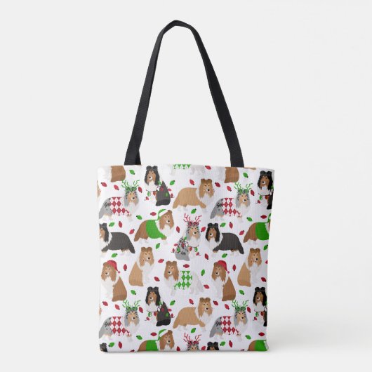 Kerstmis Canvas tas Shetland Sheepdog (Achterkant)