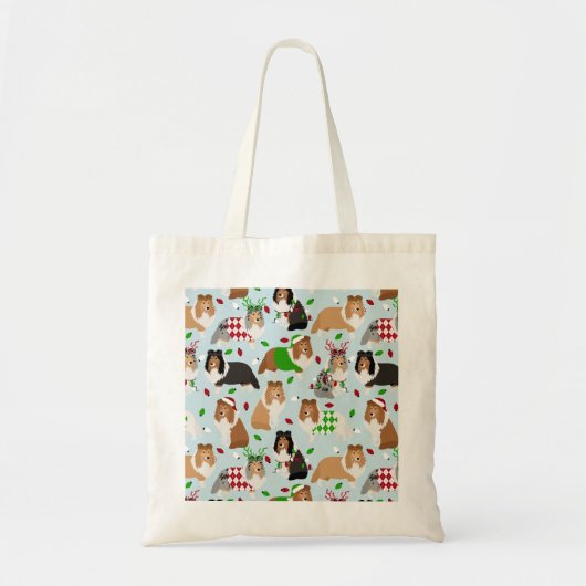 Kerstmis Canvas tas Shetland Sheepdog (Voorkant)