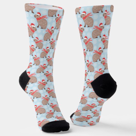 Kerstmis Capybara Funny Holiday Animal Socks Sokken (Gebogen)