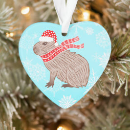 Kerstmis Capybara Lover Funny Heart Shaped Ornament