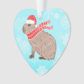 Kerstmis Capybara Lover Funny Heart Shaped Ornament (voorkant)