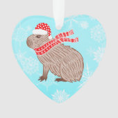 Kerstmis Capybara Lover Funny Heart Shaped Ornament (voorkant)