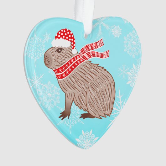 Kerstmis Capybara Lover Funny Heart Shaped Ornament (voorkant)