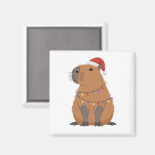 Kerstmis Capybara Met Kerstman Hoed Xmas Lichten Magneet (Voorkant / Achterkant)