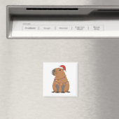 Kerstmis Capybara Met Kerstman Hoed Xmas Lichten Magneet (Insitu (Vaatwasser))