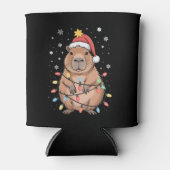 Kerstmis Capybara Met Sinterklaas Hoed Xmas Lichte Blikjeskoeler (Voorkant)