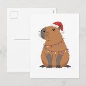 Kerstmis Capybara Met Sinterklaas Hoed Xmas Lichte Feestdagenkaart (Voorkant / Achterkant)