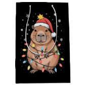 Kerstmis Capybara Met Sinterklaas Hoed Xmas Lichte Medium Cadeauzakje (Voorkant)