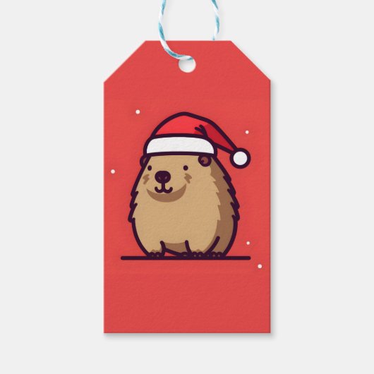 Kerstmis Capybara sneeuw Cadeaulabel (Voorkant)
