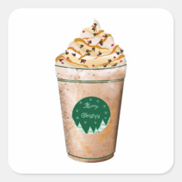 Kerstmis Caramel Gedruppelde Latte Vierkante Sticker