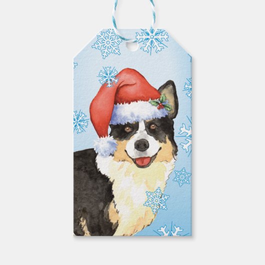 Kerstmis Cardigan Welsh Corgi Cadeaulabel (Voorkant)