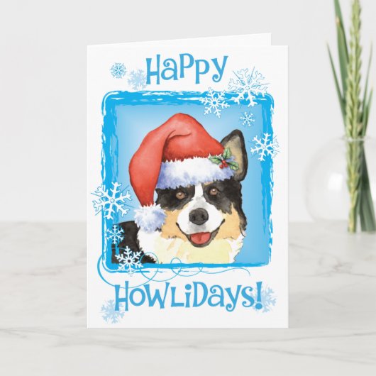 Kerstmis Cardigan Welsh Corgi Feestdagen Kaart (Voorkant)