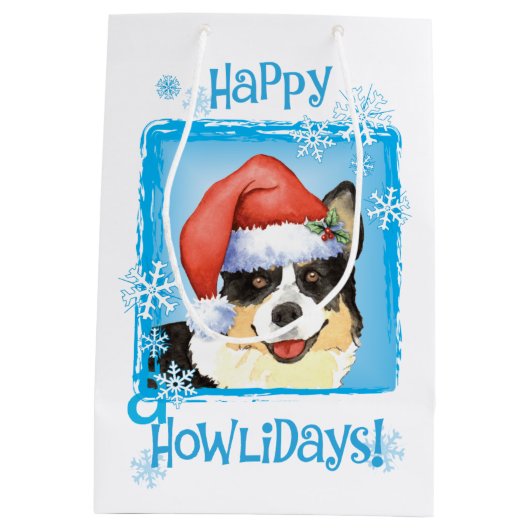 Kerstmis Cardigan Welsh Corgi Medium Cadeauzakje (Achterkant)