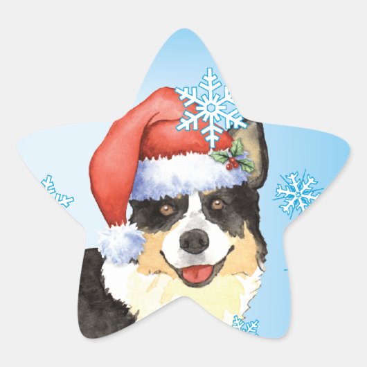 Kerstmis Cardigan Welsh Corgi Ster Sticker (Voorkant)