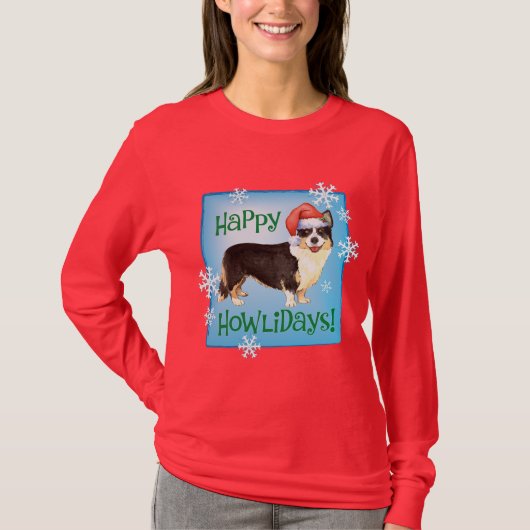 Kerstmis Cardigan Welsh Corgi T-shirt (Voorkant)