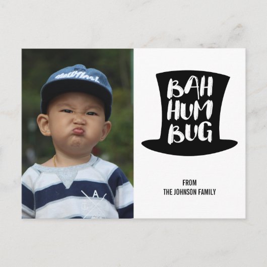 Kerstmis Carol Bah Humbug Holiday Foto Briefkaart (Voorkant)