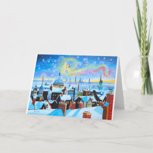 Kerstmis Carol Scrooge en spook van verleden Feestdagen Kaart