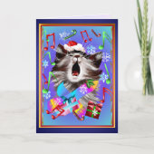 Kerstmis Carol Singing Kitty Feestdagen Kaart (Voorkant)