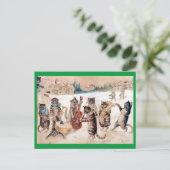 Kerstmis Carol Singing, Louis Wain Briefkaart (Staand voorkant)