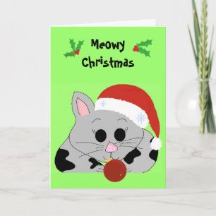 Kerstmis Cartoon Kat Feestdagen Kaart