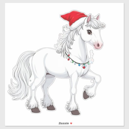 Kerstmis Cartoon Paard Sticker (Vel)