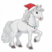 Kerstmis Cartoon Paard Sticker (Voorkant)
