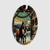 Kerstmis Cartoon Paarden Ornament (voorkant)