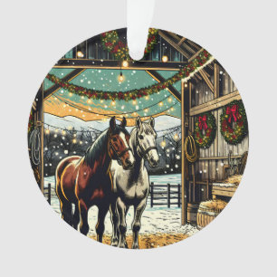 Kerstmis Cartoon Paarden Ornament