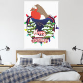 Kerstmis cartoon Robin logo Canvas Afdruk (Insitu (Slaapkamer))