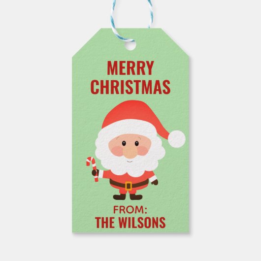 Kerstmis Cartoon Santa Cadeaulabel (Achterkant)