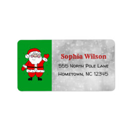 Kerstmis Cartoon Santa Red en Green Etiket