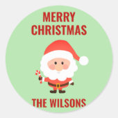 Kerstmis Cartoon Santa Ronde Sticker (Voorkant)