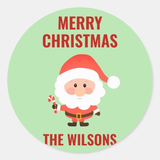 Kerstmis Cartoon Santa Ronde Sticker (Voorkant)