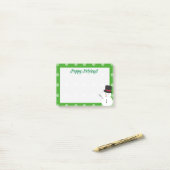 Kerstmis Cartoon Snowman Green Border Post-it® Notes (Op bureau)