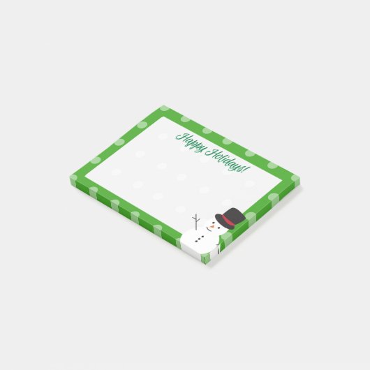 Kerstmis Cartoon Snowman Green Border Post-it® Notes (Schuin)