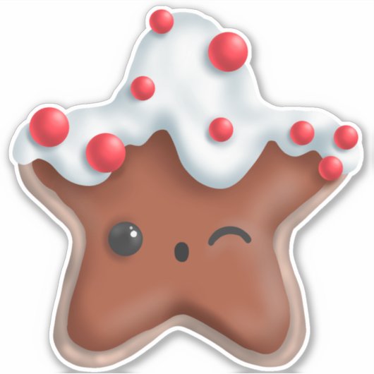 Kerstmis Cartoon | Star Cookie Sticker (Voorkant)