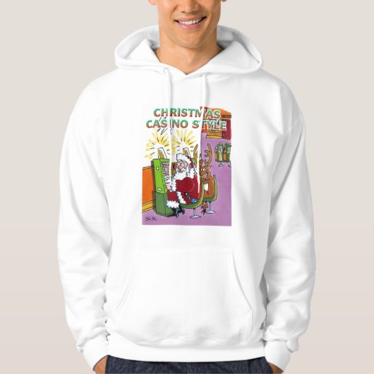 Kerstmis Casino Style, wit gevlekt Hoodie (Voorkant)