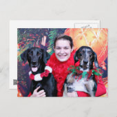 Kerstmis - Catahoula Brita en Labrador Cooper Feestdagenkaart (Voorkant / Achterkant)