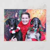 Kerstmis - Catahoula Brita en Labrador Cooper Feestdagenkaart (Voorkant)