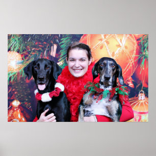 Kerstmis - Catahoula Brita en Labrador Cooper Poster