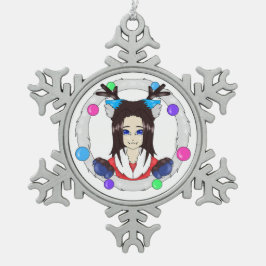 Kerstmis Catberry Tin Sneeuwvlok Ornament